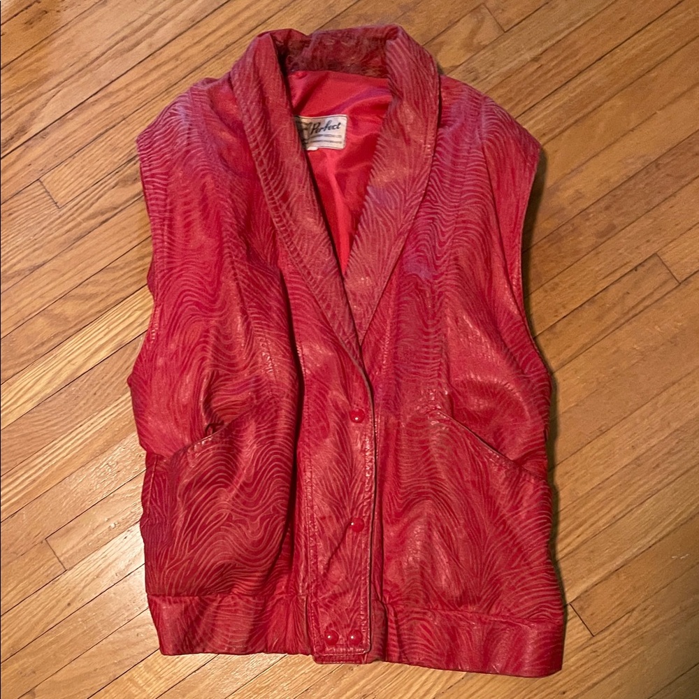 Vintage 1970s Sienna Red Women's Genuine Luxury Leather Convertable Jacket /Vest